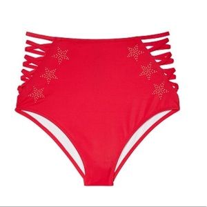 New Victoria’s Secret PINK Strappy High Waist Star Studded Bikini Swim Bottom L
